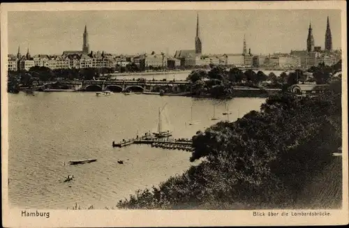 Ak Hamburg, Blick über die Lombardsbrücke