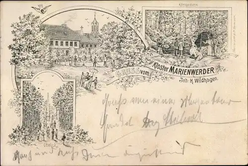 Litho Marienwerder Hannover in Niedersachsen, Königseiche, Obelisk