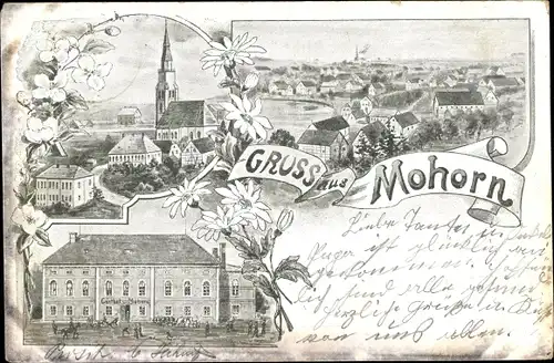 Künstler Ak Mohorn Wilsdruff in Sachsen, Teilansichten, Gasthof