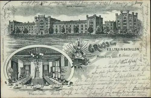 Mondschein Litho München, K.B. I. Train Bataillon, Offizierscasino