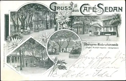 Ak Berlin Treptow Niederschöneweide, Café Sedan, Oberspree
