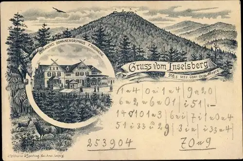 Litho Brotterode Trusetal in Thüringen, Inselsberg, Gasthaus