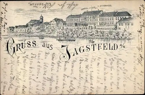 Litho Jagstfeld Bad Friedrichshall Landkreis Heilbronn, Badhotel A. Braeuninger