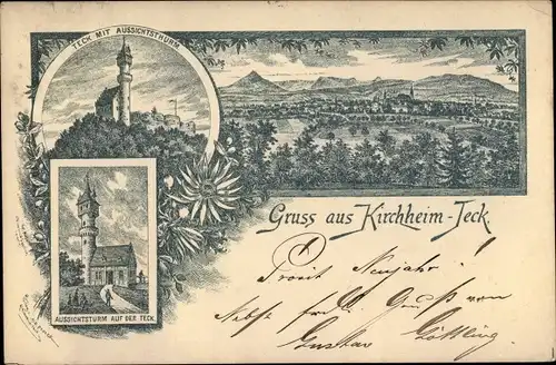 Litho Kirchheim unter Teck, Teck mit Aussichtsturm
