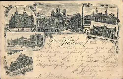 Vorläufer Litho Hannover in Niedersachsen, Tivoli, Ständehaus, Bahnhof, Hoftheater