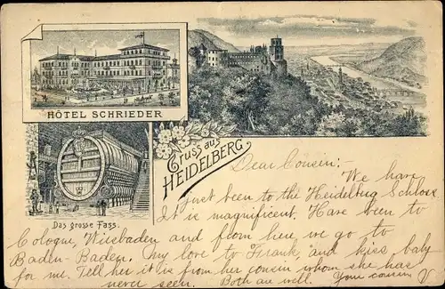 Litho Heidelberg am Neckar, Hotel Schrieder, Das große Fass