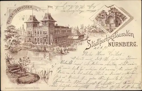 Litho Nürnberg in Mittelfranken Bayern, Stadtparkrestauration