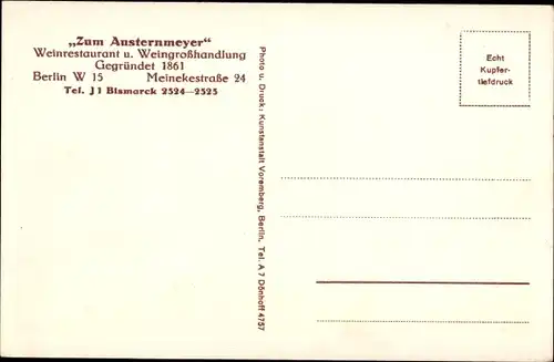 Ak Berlin Charlottenburg, Meinekestr. 24, Restaurant Zum Ansternmeyer, Innenansicht, Roter Saal