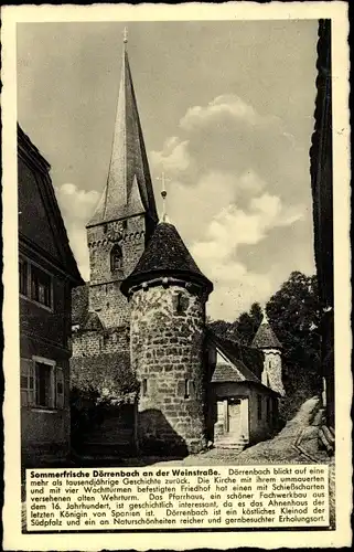 Ak Dörrenbach Rheinland Pfalz, Sommerfrische, Kirche, Pfarrhaus