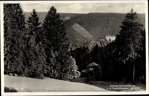 Ak Schwarzburg in Thüringen, Schloss von d. Flaschenwiese aus gesehen