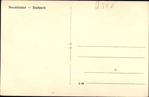 Ak Neumünster in Schleswig Holstein, Stadtpark