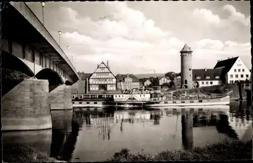 Ak Holzminden in Niedersachsen, Weserbrücke, Jugendherberge