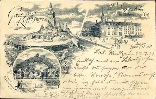 Litho Steinthaleben Kyffhäuserland in Thüringen, Kyffhäuser, Hotel Kaiserhof, Rothenburg