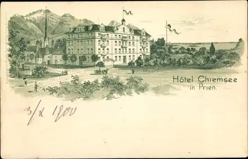 Litho Prien am Chiemsee Oberbayern, Hotel Chiemsee