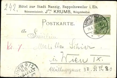 Litho Ribeauvillé Rappoltsweiler Elsaß Elsass Haut Rhin, Hotel Stadt Nanzig, Kapelle Dusenbach