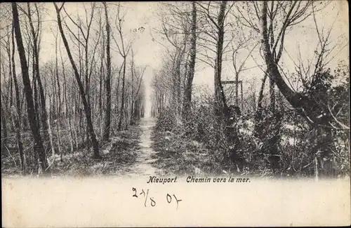 Ak Nieuwpoort Westflandern, Chemin vers la mer