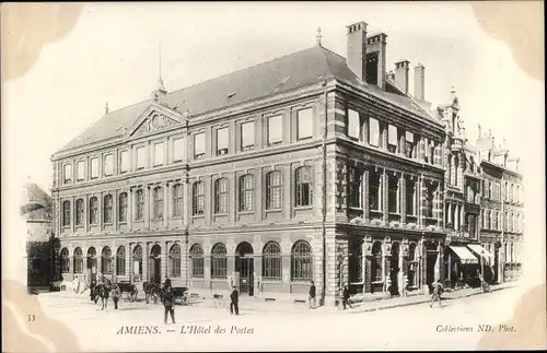 Ak Amiens Somme, Hotel des Postes, Postamt, Kutschen
