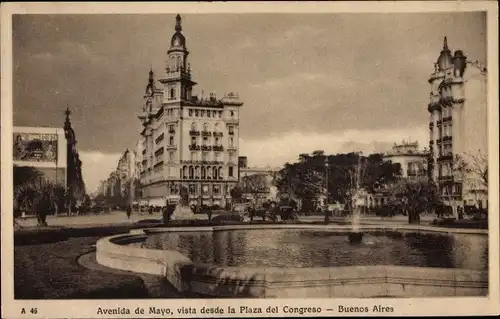 Ak Buenos Aires Argentinien, Avenida de Mayo, Plaza del Congreso