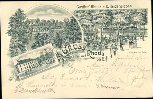 Litho Rhoda Erfurt Thüringen, Gasthof Rhoda