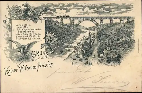 Litho Remscheid im Bergischen Land, Kaiser Wilhelm Brücke