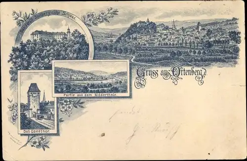 Litho Ortenberg in Hessen, Nidderthal, Obertor, Fürstl. Stolbergisches Schloss