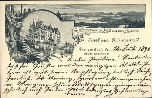 Litho Freudenstadt im Nordschwarzwald, Kurhaus Palmenwald