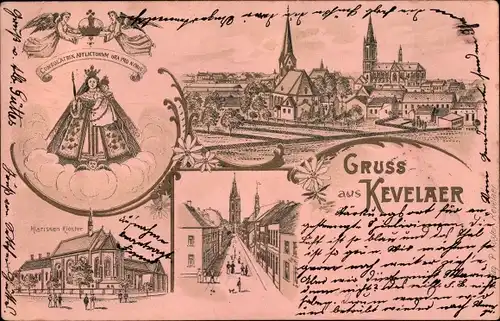 Litho Kevelaer am Niederrhein, Klarissenkloster, Kirchen, Heiligenbild