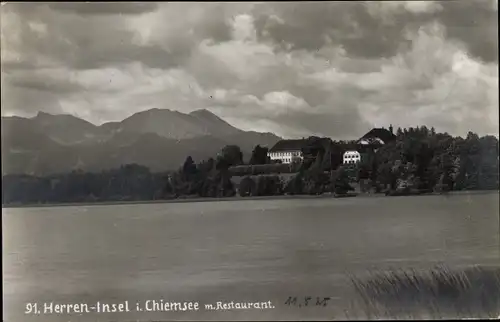 Ak Gemeinde Chiemsee Oberbayern, Herreninsel mit Restaurant