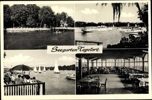 Ak Berlin Reinickendorf Tegel, Seegarten, Ausflugsdampfer, Segelboote