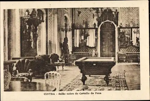 Ak Cintra Sintra Portugal, Salao nobre do Castello da Pena, Billardtisch