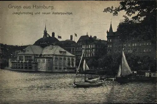 Ak Hamburg, Jungfernstieg, Neuer Alsterpavillon