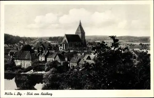 Ak Mölln im Herzogtum Lauenburg, Blick vom Heidberg, Kirche