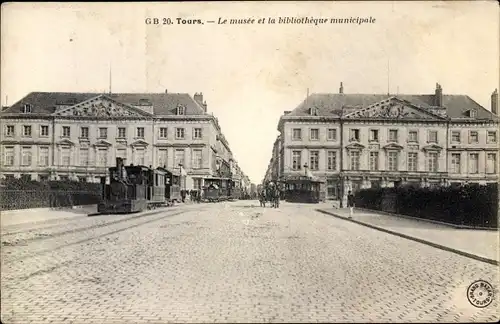 Ak Tours Indre et Loire, Le musée et la bibliothèque municipale