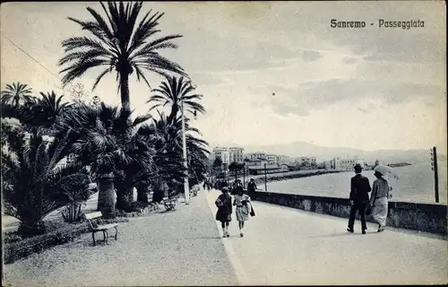 Ak Sanremo Ligurien, Passeggiata, Promenade