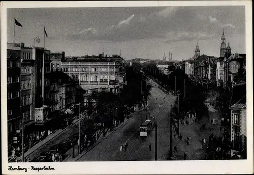 Ak Hamburg Mitte St. Pauli, Reeperbahn, Straßenbahn