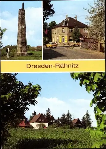 Ak Dresden Nord Rähnitz, Meridiansäule, Hellerstraße, Teilansicht