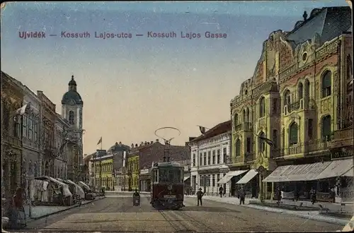 Ak Novi Sad Újvidék Neusatz Serbien, Kossuth Lajos Gasse, Straßenbahn Linie 29