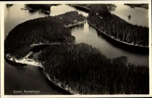 Ak Punkaharju Finnland, Fliegerbild vom Ort, Landschaft