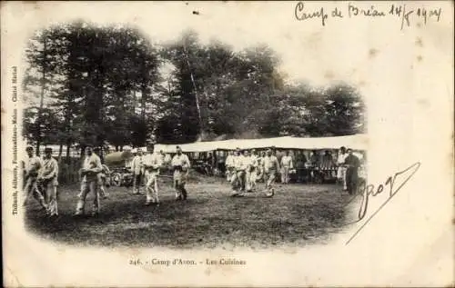 Ak Fontainebleau Seine et Marne, Camp d'Avon, les Cuisines