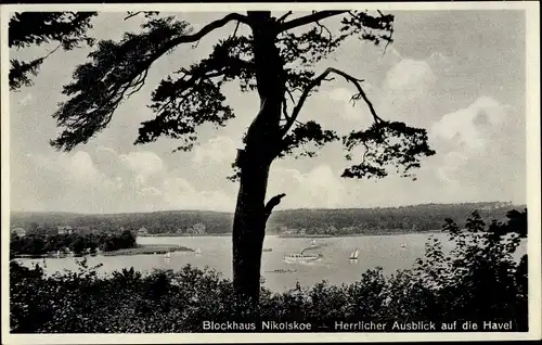 Ak Berlin Zehlendorf Wannsee, Restaurant Blockhaus Nikolskoe, Havel