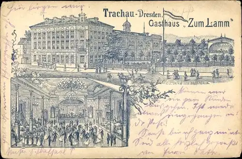 Litho Dresden Nordwest Trachau, Gasthaus zum Lamm