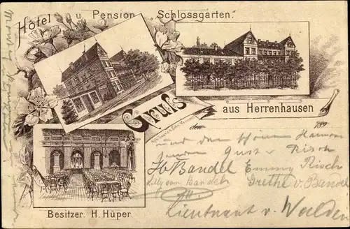 Vorläufer Litho Herrenhausen Hannover, Hotel und Pension Schlossgarten