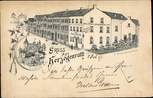 Litho Herzogenrath in Nordrhein Westfalen, Hotel Prinz zu Schaumburg Lippe
