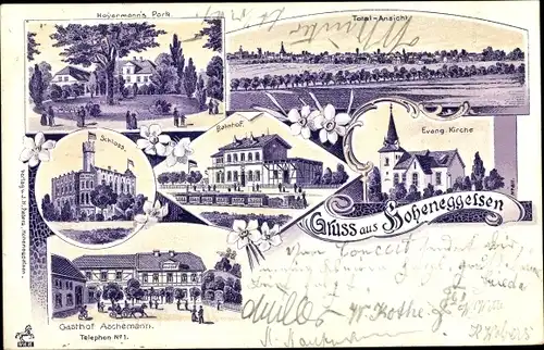 Litho Hoheneggelsen Söhlde in Niedersachsen, Hoyermann's Park, Schloss, Gasthof Aschemann