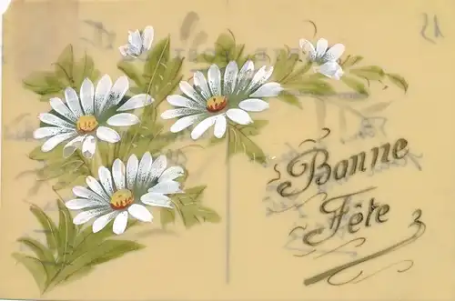 Zelluloid Ak Bonne Fête, Glückwunsch, Blumen