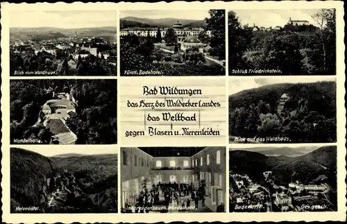 Ak Bad Wildungen in Nordhessen, Schloss Friedrichstein, Badehotel, Wandelhalle