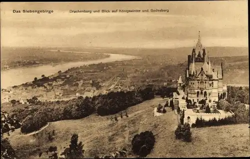 Ak Königswinter am Rhein, Drachenburg, Blick auf Königswinter und Godesberg