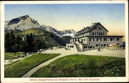 Ak Garmisch Partenkirchen in Oberbayern, Adolph Zoeppritzhaus am Kreuzeck