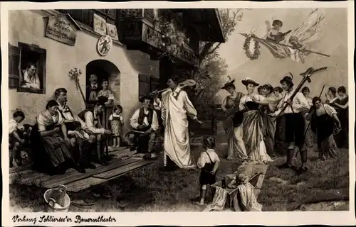 Ak Schliersee in Oberbayern, Bauerntheater, Szene mit Kostümierten, Engel