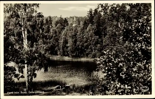 Ak Östergötland Schweden, Parti fran Sund